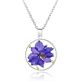 Pressed Flower Necklace Gift for Women | Personalized Handmade Necklaces | Birth Flower Necklace
