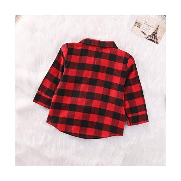 Kids Little Boys Girls Baby Long Sleeve Button Down Red Plaid Flannel Shirt Plaid Girl Boy NB-6T - Image 5