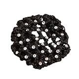 Kocome Girls Rhinestone Bun Cover Crochet Snood Hair Net For Ballet Dance Skating (Black)