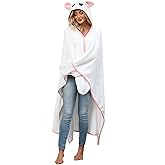 Wearable Hooded Blanket for Adults,Warm Cozy Oversized Plush Flannel Blanket Hoodie Gifts for Women Men