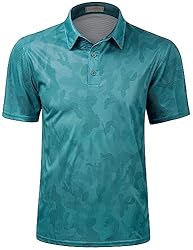 LE VONFORT Mens Quick Dry Camo Pattern Polo Shirts