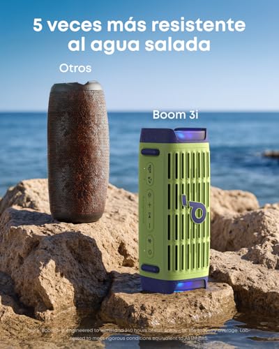Soundcore by Anker Boom 3i Bocina Bluetooth Portatil, hasta 16h, 50W Potencia, IP68 Flotante Resistente Agua Salada, BassUp 2.0, Bluetooth 5.3, Ideal para Pesca, Camping Exteriores