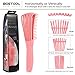 BESTOOL Original Detangler Brush Set, Detangling Brush & Comb for Defining Natural Curly Hair, Detangle Wet or Dry Afro 3a to 4c Texture, with 2 Hair Clips (Pink)