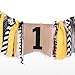 palasasa Crown boy Black and Yellow One Banner -Handmade First Birthday Decorations Burlap Highchair Banner for 1st Birthday Baby Boy