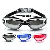 Performance Swimming Goggles, Men, Women, Youth UV Protection, Anti Fog Clear Vision, lenses mirrored,non leaking, Comfort fit Swimming Goggles with Quick Release Strap and Protective Case