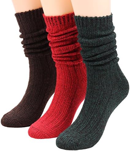 3 Pairs Women Winter Knee High Knit Wool Leg Warmer Boot Socks Size 5-11 S6 (mix color)