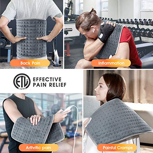 Toyuugo Heating Pad for Fast Back Pain and Cramps Relief, 12" x 24" Large Electric Heating Pad