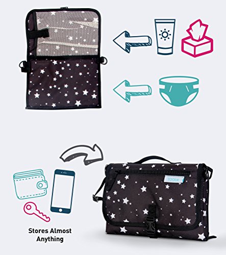 Toolik Portable Changing Diaper Station for Newborn Baby, Infant and Toddler- For Travel and Stroller- Waterproof & Wipeable Mat with Pocket and Detachable Bag Strap | Gift for New Parents - Thumbnail 2