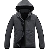 KVE Men's Softshell Jacket with Hood Waterproof Windbreaker Lightweight Rain Shell Jacket for Outdoor Hiking