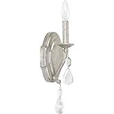 Capital Lighting 1616AS-CR Blakely K9 Crystal Wall Sconce, 1-Light 60 Watt, 13" H x 5" W, Antique Silver