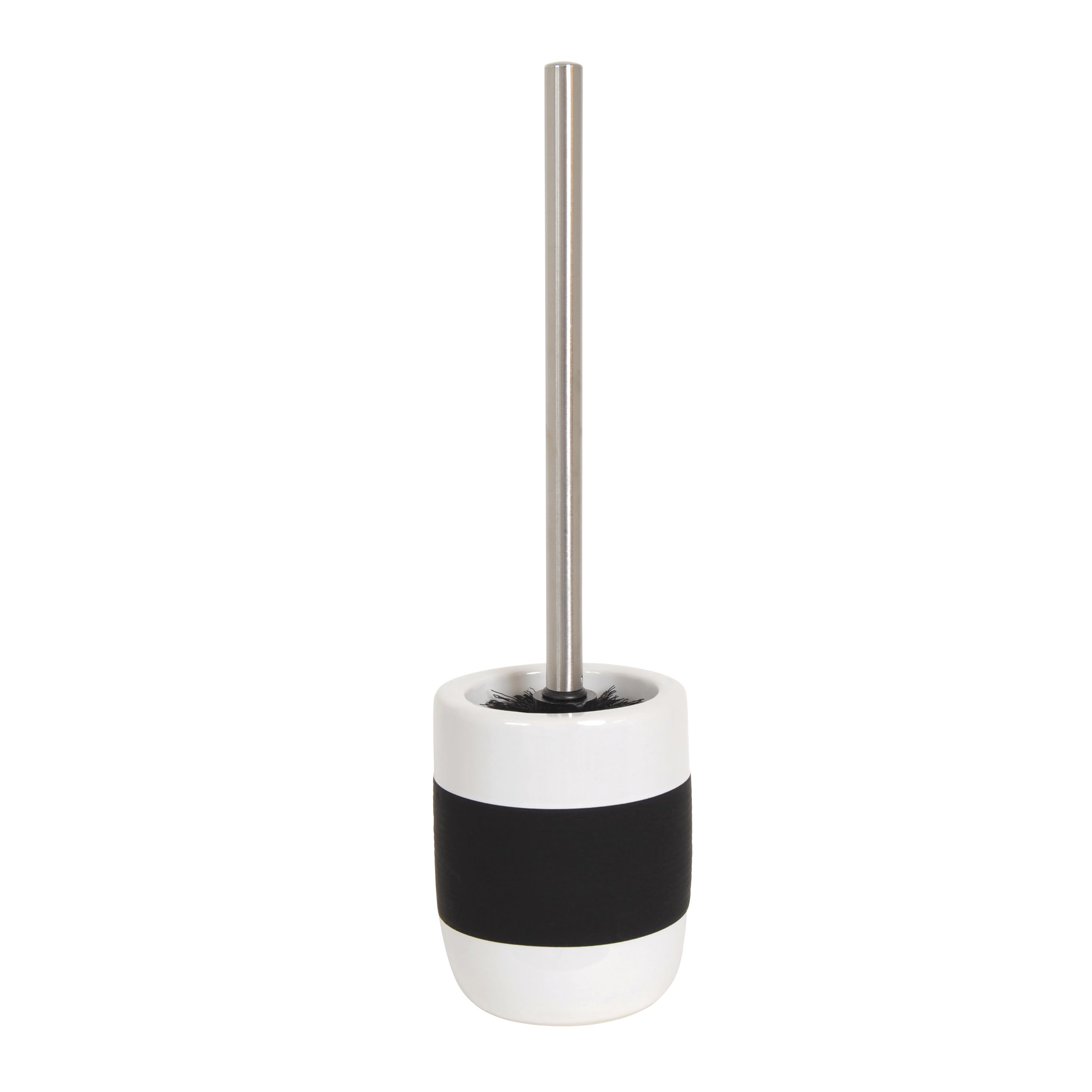 MSV "Moorea Ceramic Toilet Brush and Holder, Black