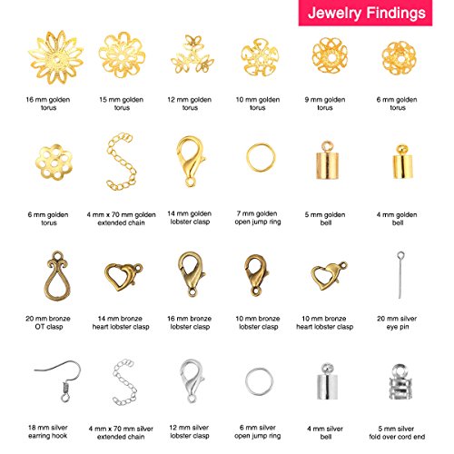 ARTISTORE Jewelry Making Kit 900 Pcs Jewelry Making Supplies Kit Jewelry Findings Kit - Jewelry Repair Tools with Accessories, Beading Wires and Threads-3 Colors, 24 Different Styles Jewelry Findings