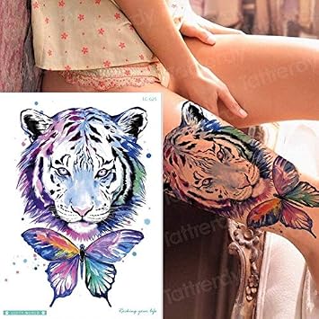 Hxman 5pcs Tatouage Tigre Temporaire Imperméable à Leau
