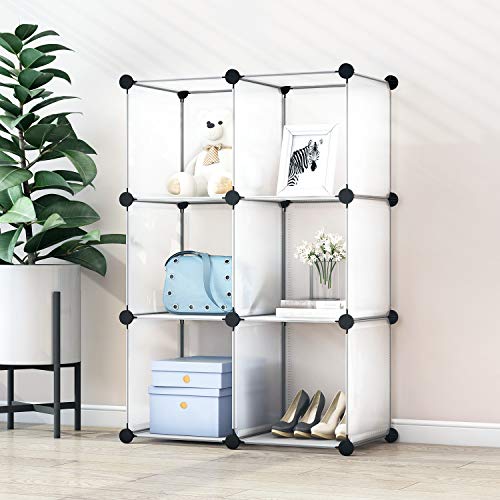 GREENSTELL 6 Cubes Storage Organizer,DIY Plastic Stackable Shelves Multifunctional Modular
