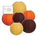 Andaz Press Hanging Paper Lantern Party Decor Trio Kit with Gold Party Sign, Yellow, Orange, Brown, 6-Pack, for Thanksgiving Fall Autumn Harvest Wedding Classroom Office Decorations