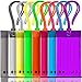 Luggage Tags 8 Pack, KSEV Travel Tags, ID Labels, Name Card Holder for Baggage Bags Suitcases Backpacks (Purple/Green/Orange/Yellow/Pink/Blue/Gray/Clear)
