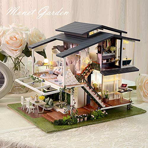 GuDoQi DIY Miniature Dollhouse Kit, Tiny House kit with Music, Miniature House Kit 1:24 Scale Monet Garden, Great Handmade Crafts Gift for Birthday Easter Day