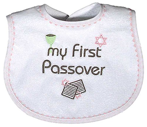 Raindrops Embroidered Bib, My First Passover, Pink