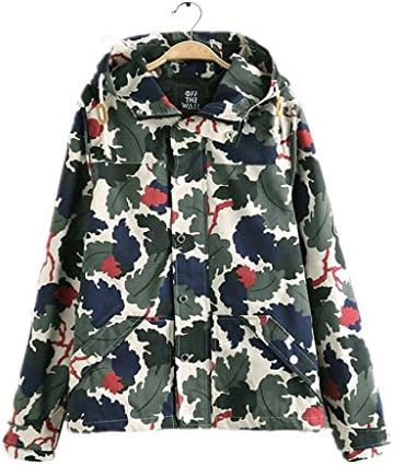 Season Show Jaket Couple Hooded BF Windbreaker Camo Jacket Coat Blue M
