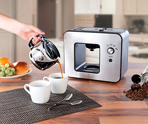 Rosenstein & Söhne Kaffeevollautomat: Vollautomatische Design-Kaffeemaschine mit Bohnen-Mahlwerk, 800 Watt (Retro… – Bild 8