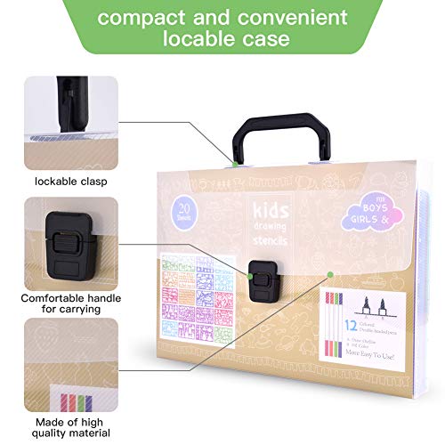 CtopoGo Drawing Stencils Set for Kids with Over 400 Shapes,Educational Toys to Enhance Children's Creativity,Arts and Crafts for Girls & Boys,Travel Activities Kit for Age 3+ Ideal Kids Gifts