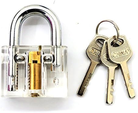 TRINKA Professional Practice Lock, Visible Cutaway Practice Lock with Three Keys, Transparent Pin Tumbler Cylinder Padlock for Begining Training