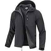 Garemcy Men's Insulated Softshell Jacket Water Resistant Lightweight Fleece Lined Windbreaker with Hood