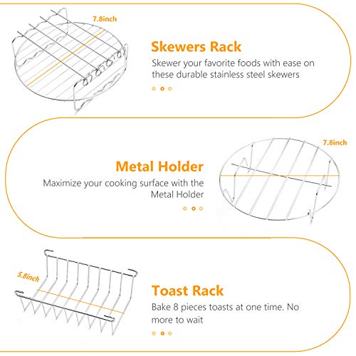 8 inch Air Fryer Accessories 12 Pcs for Gowise Phillips Cozyna Airfryer XL 4.2QT-5.8QT, Deep Fryer Accessories Set of 12 - Thumbnail 2