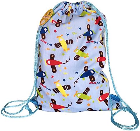 Baby Airplane Drawstring Backpack Sackpack Bag for Toddler Infant Boy Kid, Blue, Daycare Backpack, Kid Airplane Themed Gifts