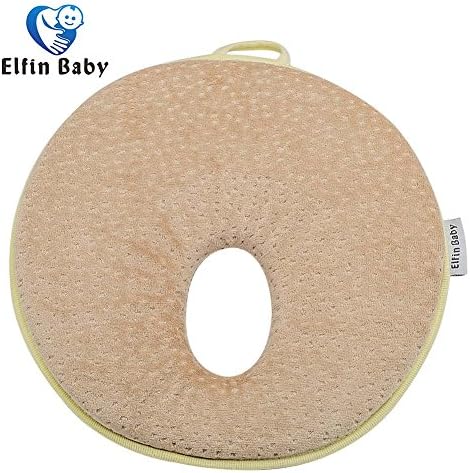Elfinbaby Soft Anti-Roll Memory Foam Baby Head Positioner Pillow, Specialty Design For Baby, Round(Brown)