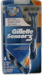 Amazon.com : Gillette Sensor3 Smooth Shave Disposable Razor, 4 Count ...