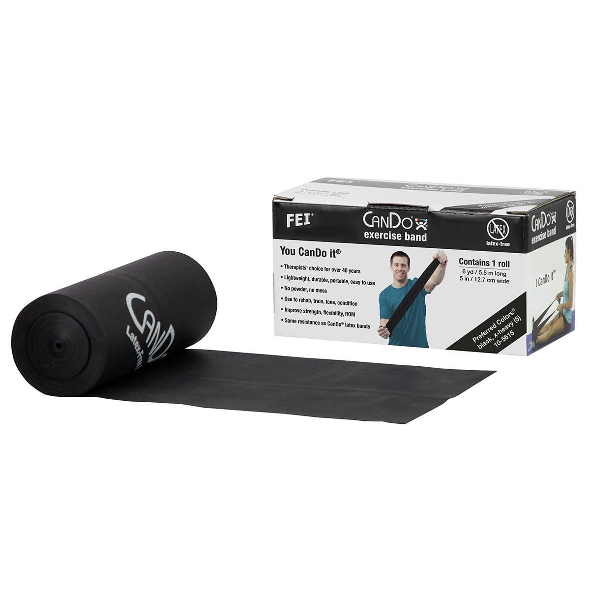 CanDo Resistance band LATEX-free / training band / gymnastics band - 5.5 m - black (very strong) - alternative to dumbbells โ image 1