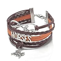 Yaoyodd19 Fashion Women Multilayer Faux Leather Infinity Love Horse Charm Bracelet Jewelry - Dark Coffee Bracelets for Women Men