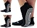 Live Happy Be Healthy Non-Slip Socks Yoga Barre Pilates Hospital Maternity Sock w/Grips for Women Men 2-Pairs Black (3 Pack Black)