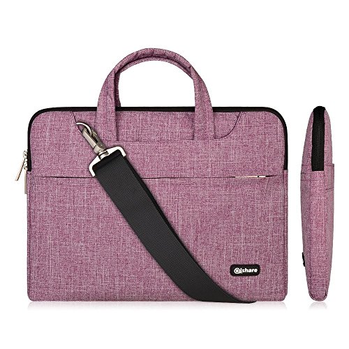 Qishare 15.6-16 Inch Laptop Case, Laptop Shoulder Bag, Multi-functional Notebook Sleeve, Carrying Case With Strap for Chromebook Macbook HP Stream Samsung Acer Asus Dell Lenovo(Purple Lines,15.6â€œ-16â€)