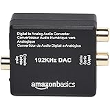 Amazon Basics 192KHz Digital Optical Coax to Analog RCA Audio Converter, ABS, Black, 2 x 1.6 x 1 inches