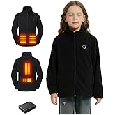 Varmcore Kids Heated Fleece Jacket with Battery, 4 Heat Zones Electric Heating Coat for Boys Girls Winter Gift