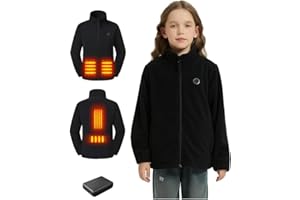 Varmcore Kids Heated Fleece Jacket with Battery, 4 Heat Zones Electric Heating Coat for Boys Girls Winter Gift