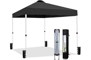 KEDY 10x10 Heavy Duty Pop Up Canopy Tent, Easy Setup Instant Outdoor Canopy with Vented Top and Wheeled Bag, Bonus 8 Stakes and 4 Ropes, Great for Trade Shows, Events, Black