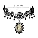 lureme Vintage Classic Jewelry Cameo Maiden Pendant Black Lace with Black Beads Tassel Tattoo Choker Necklace for Women Girls Teens (nl004173)