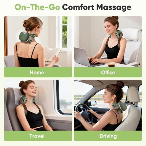 Electric Cervical Massager, 4D Cervical Massager, with Three Kneading Modes and Two Heat Settings to Deeply Release Muscle Tension, Ideal Gift for Dads, Moms and Friends