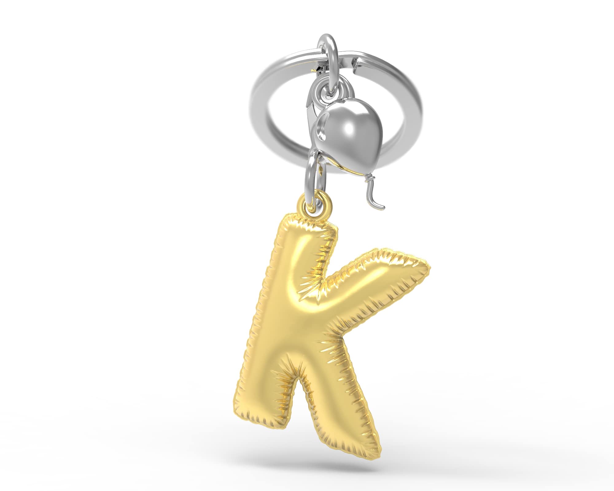 Meta[l]morphose Metalmorphose MTM10K Helium Balloon Keyring Gold Letter K with Silver Balloon Charm