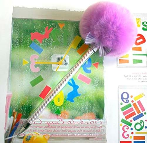 Sakox Lollypop Pompom Ballpoint Pen Afro Fluffy Stylish Sakox Stripe 6.7" Lavender