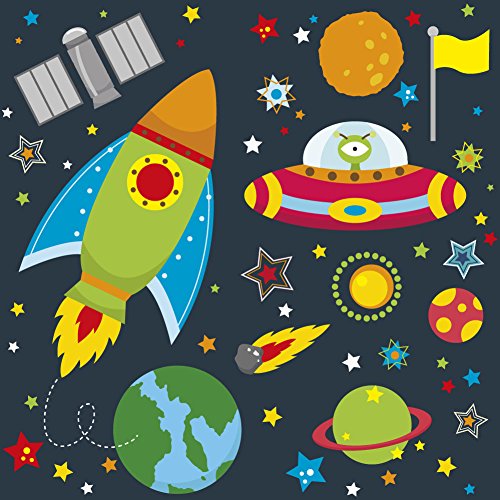 Nave espacial de cohetes pegatinas Espacio exterior OVNI planetas