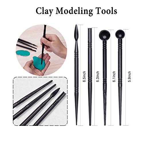 Polymer Clay Tools, Modeling Clay Sculpting Tools Kits for Pottery Sculpture, Include Wooden Dotting Tools,Rubber Tip Pens,Ball Stylus Tool,Modeling Tools Pottery Tools,Rosewood Ceramics Tool (20Pcs)
