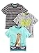 Simple Joys by Carter's Baby Boys' 3-Pack Short-Sleeve Tee Shirts, Blue Sloth/Charcoal Stripe/Grey Dinosaur, 4T