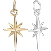 Beebeecraft 12Pcs 18K Gold/Platinum Plated North Star Charms Polaris Star Pendants Charms with Jump Rings for DIY Craft Bracelet Necklace Jewelry Making, Small 10x17mm(0.38x0.67in)