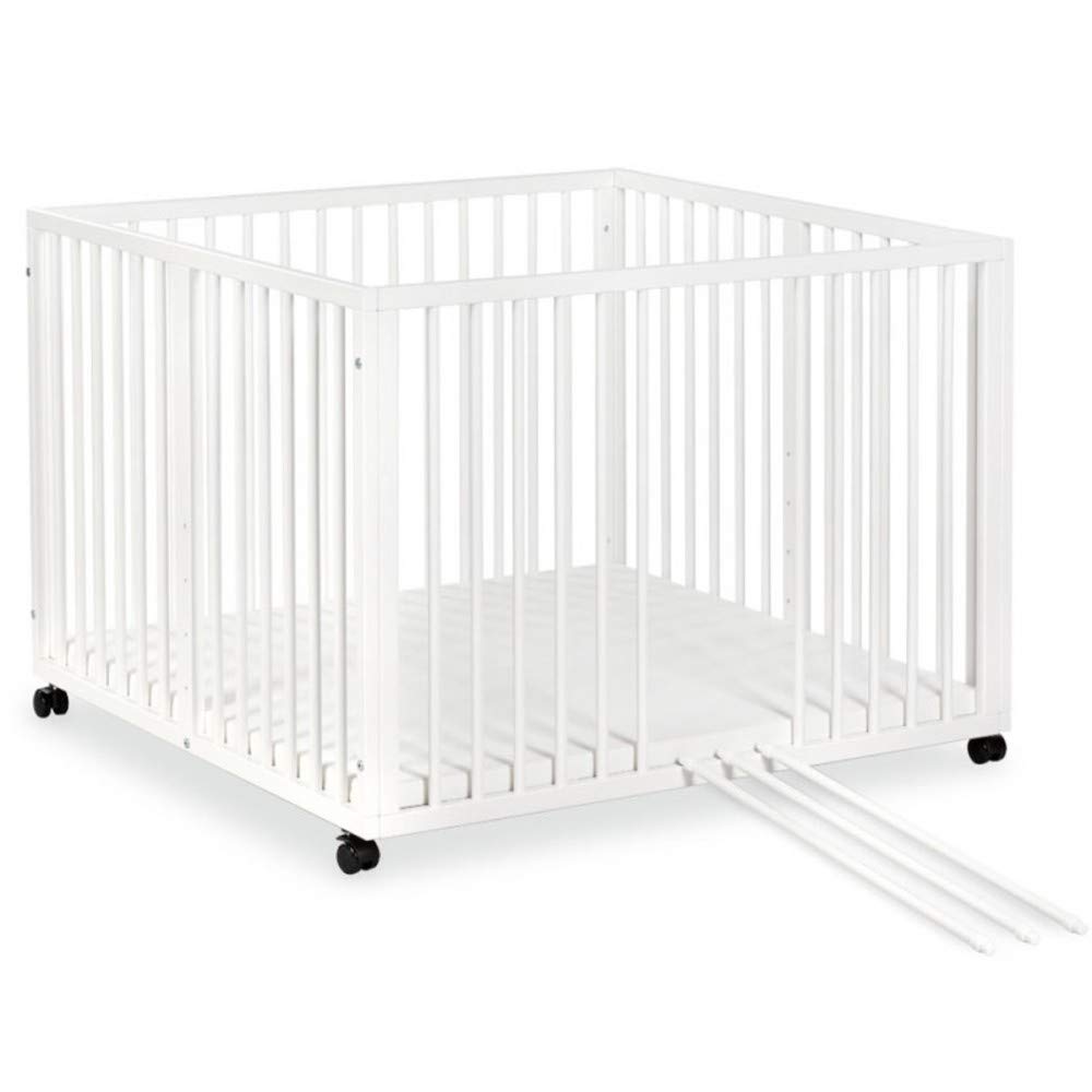 Ameublement Et Decoration Meubles Parcs Jonas Parc Bebe Reglable En Bois Blanc Avec Roulettes Integrees