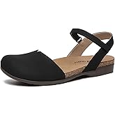 Athlefit Women's Closed Toe Sandals Comfort Cork Footbed Arch Support Flat Sandals