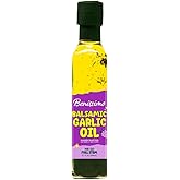 Benissimo Balsamic Garlic Herb Infused Oil & Vinegar Blend, All Natural Gourmet Blend with Bold Balsamic, Roasted Garlic, and Hand-Selected Herbs, Ideal for Drizzling, 8.1 fl oz